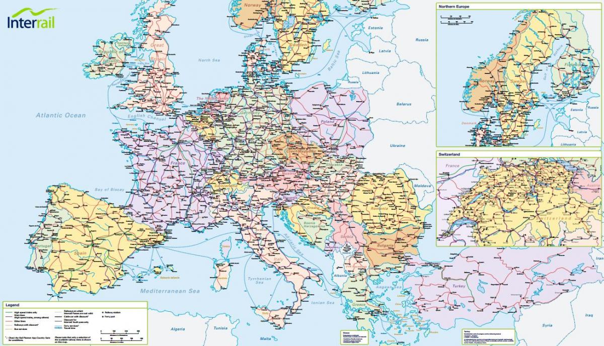 نقشہ کے interrail سوئٹزر لینڈ 
