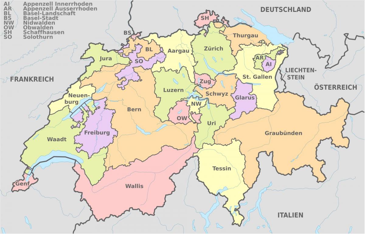 باسل سوئٹزر لینڈ کا نقشہ