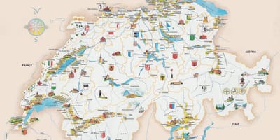 سیاحوں کی پرکشش مقامات میں سوئٹزر لینڈ کا نقشہ