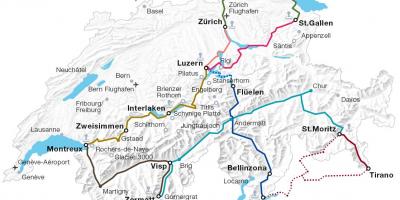 سوئٹزرلینڈ ٹرین کے راستے کا نقشہ